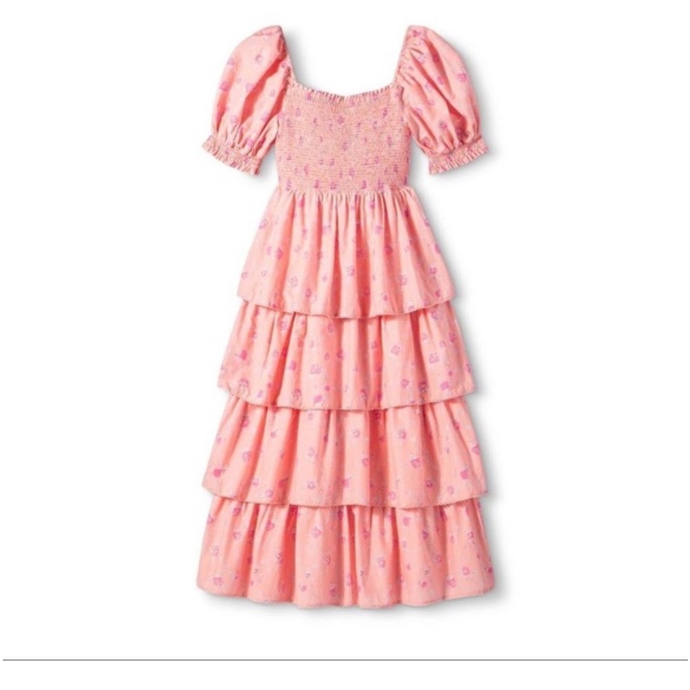 Target x LoveShackFancy Collab Pink Tiered Dress with Puff Sleeves